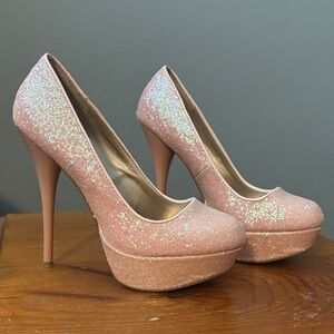 Deb Sparkling Pink Platform Heels